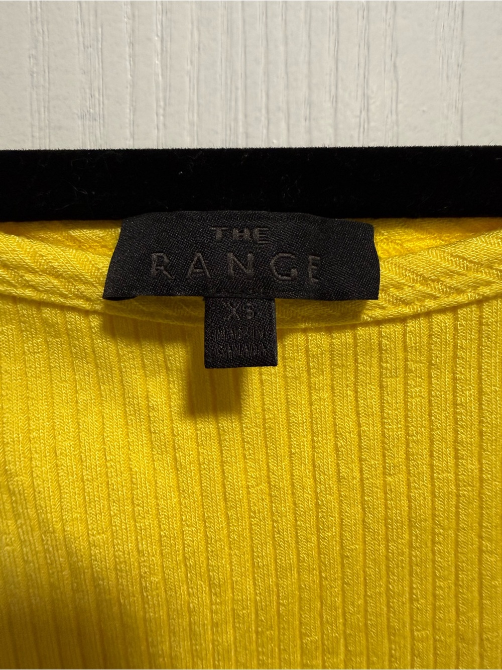 Bright Yellow Ribbed Off-Shoulder Crop Top - Picture 3 of 3